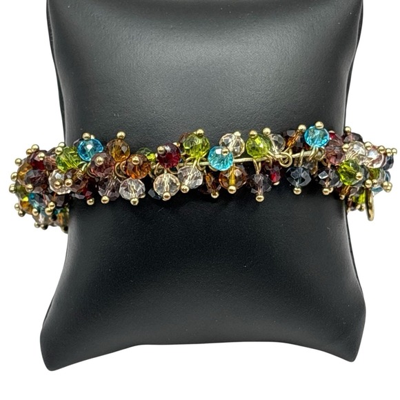 Charter Club Jewelry - Charter Club Stretch Bracelet Faceted Glass Cha Cha Beads Gold Tone‎ Colorful